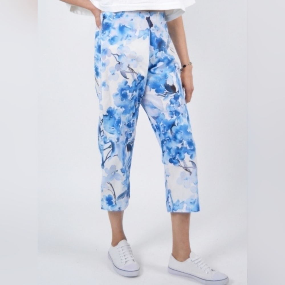 Bryn Walker Women’s Fioro Cotton Print Blue Capri pants Size Small MSRP $158 NWT - Picture 2 of 12